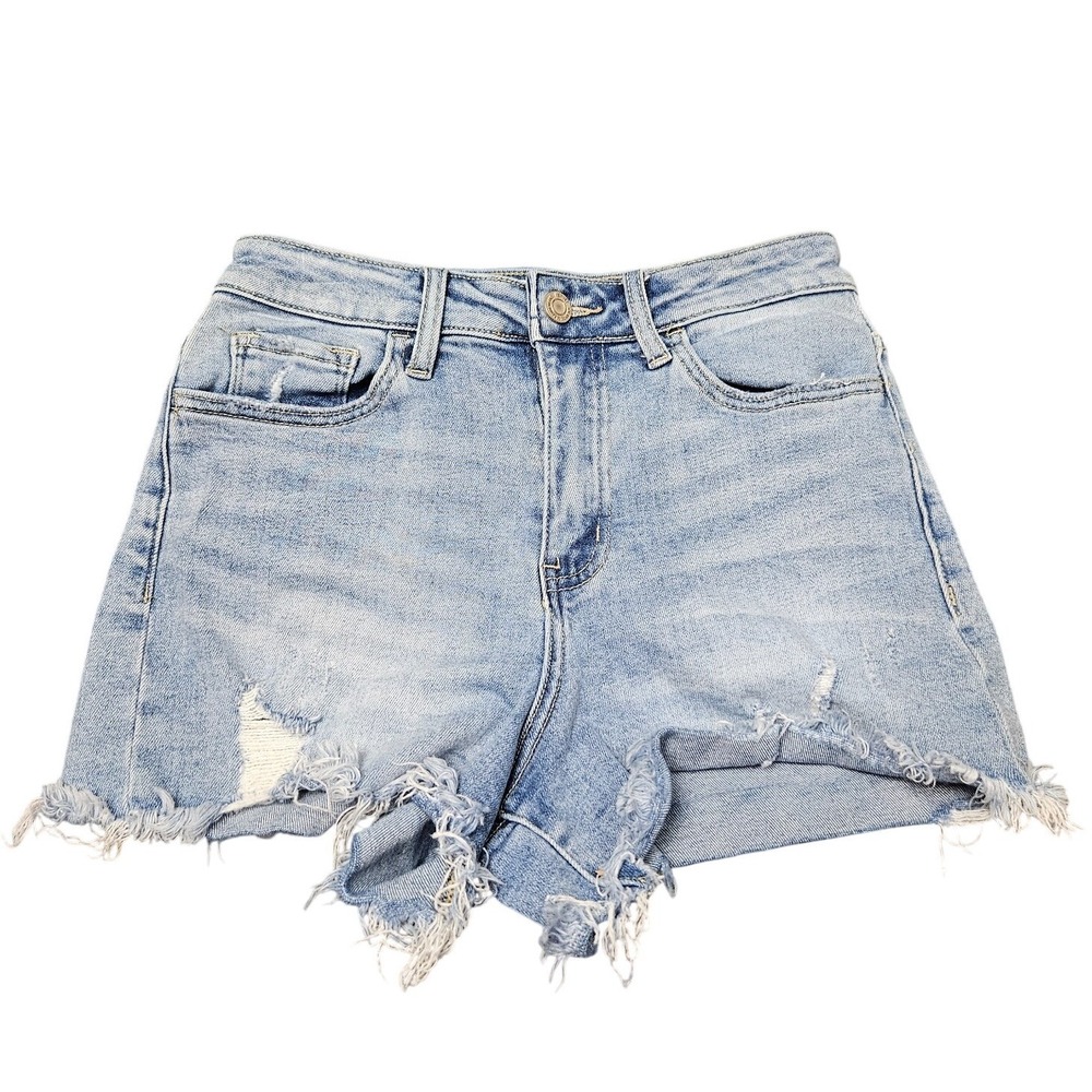 Vervet Denim Shorts Womens Small Light Blue Distressed Frayed Hem Resort Travel